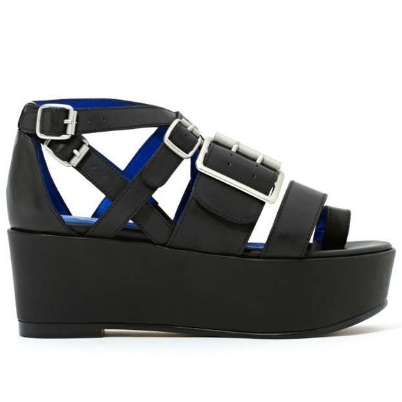 Jeffrey Campbell Laica Buckled Platform Sandals 9, Black Strappy Sandals, Punk - Picture 2 of 12